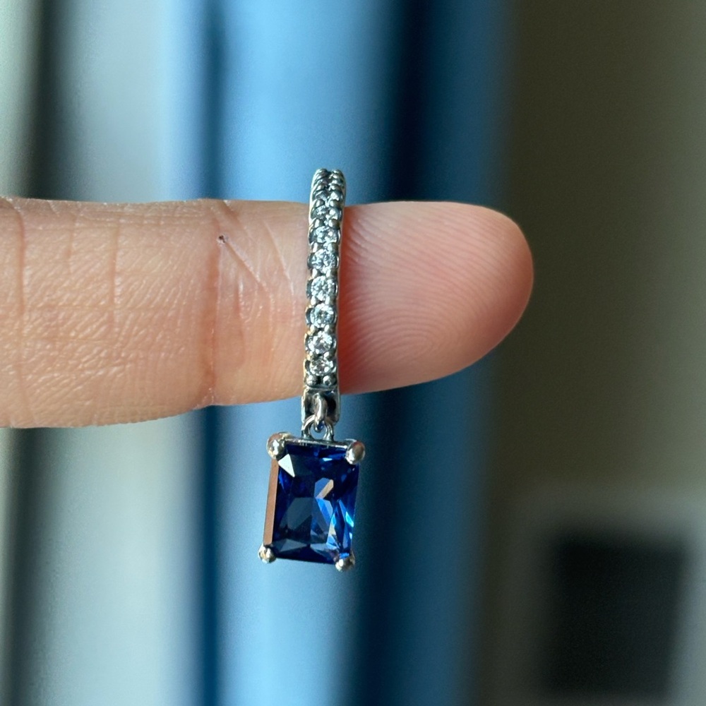 Pandora Blue and Silver Drop Earrings